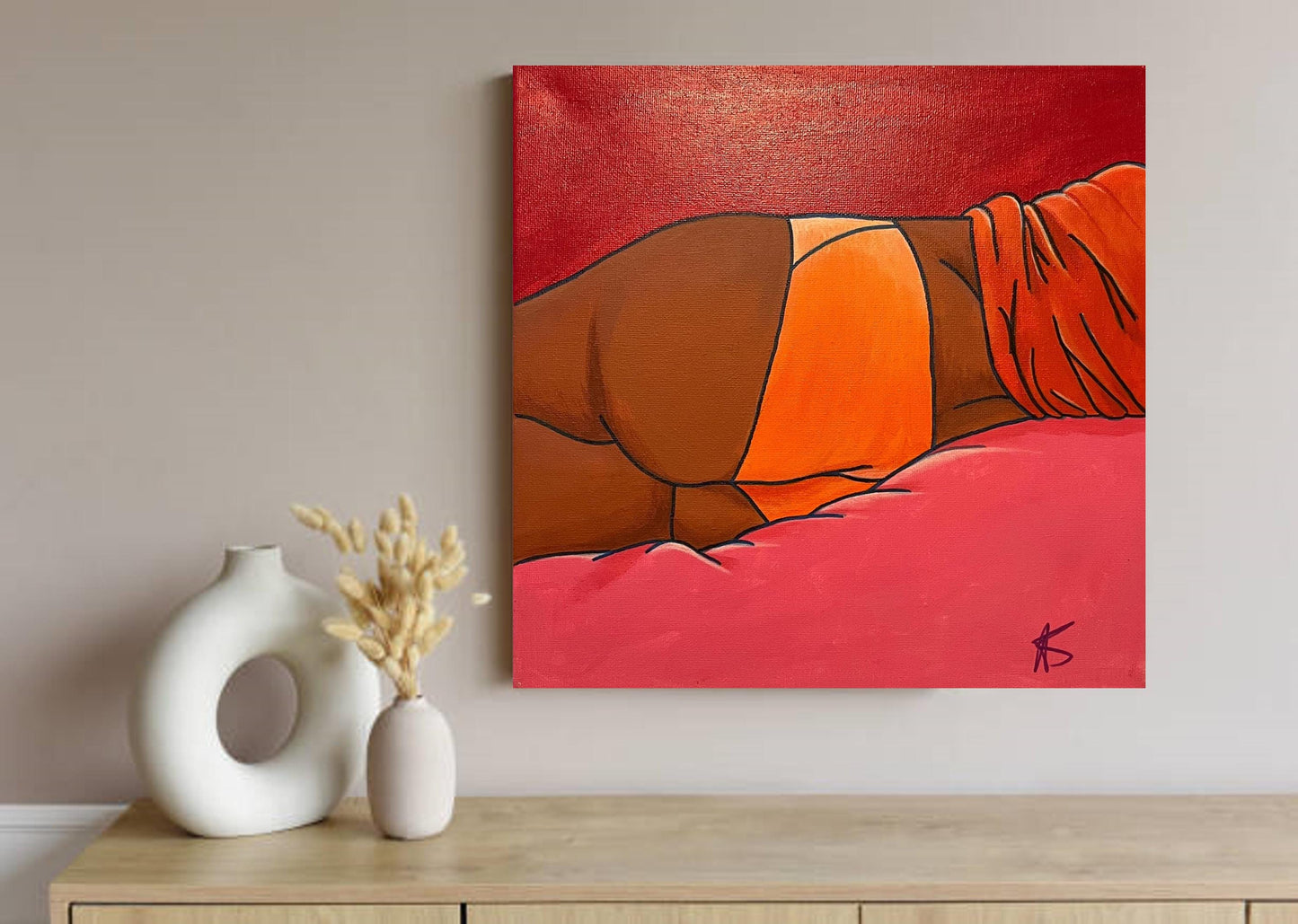 Peachy Bum - Original Acrylic on Canvas Painting - Female Body Positivity