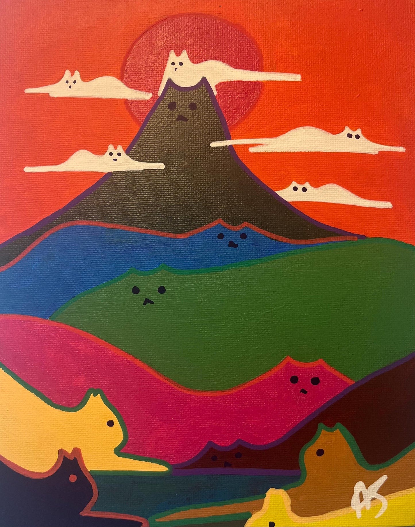Cat Mountains - Original Acrylic on Canvas Painting