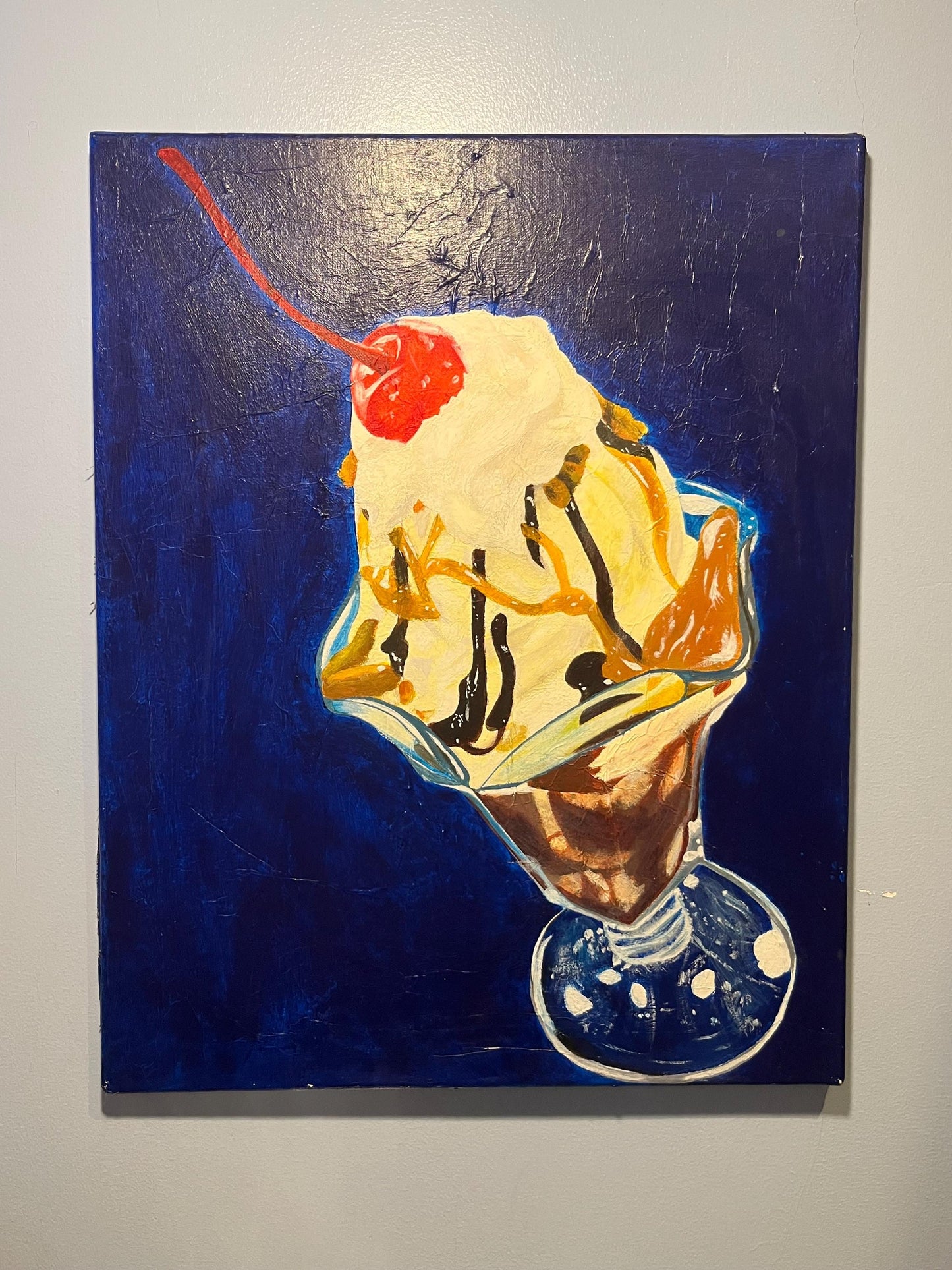 Ice Cream Sundae - Original Acrylic on Canvas Painting