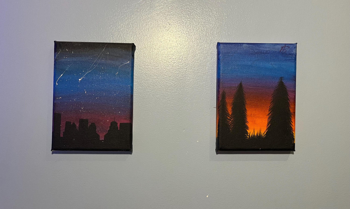 Tree Sillhouette - Original Acrylic on Canvas Painting