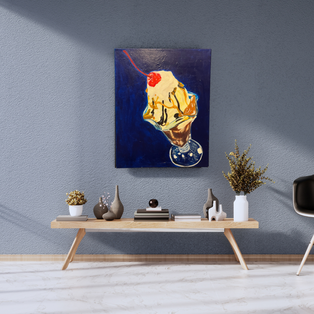 Ice Cream Sundae - Original Acrylic on Canvas Painting