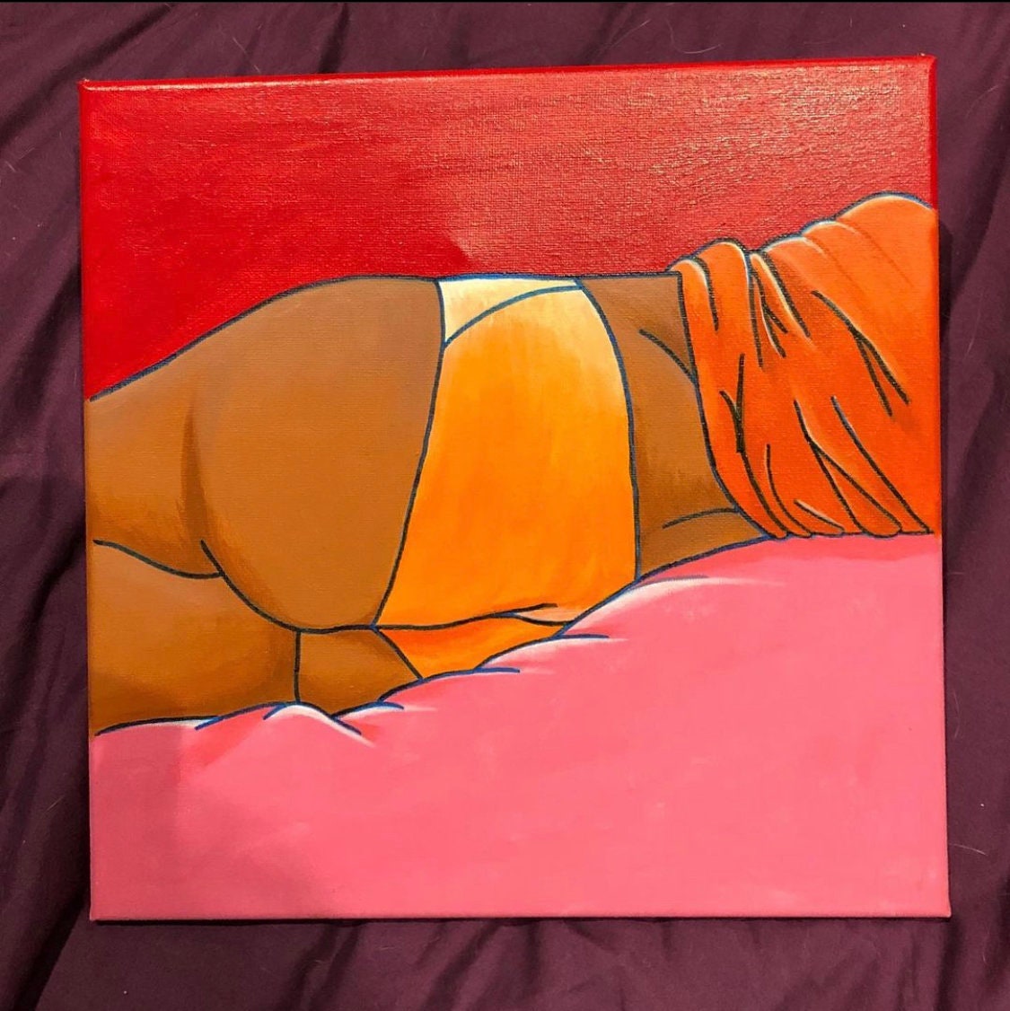 Peachy Bum - Original Acrylic on Canvas Painting - Female Body Positivity
