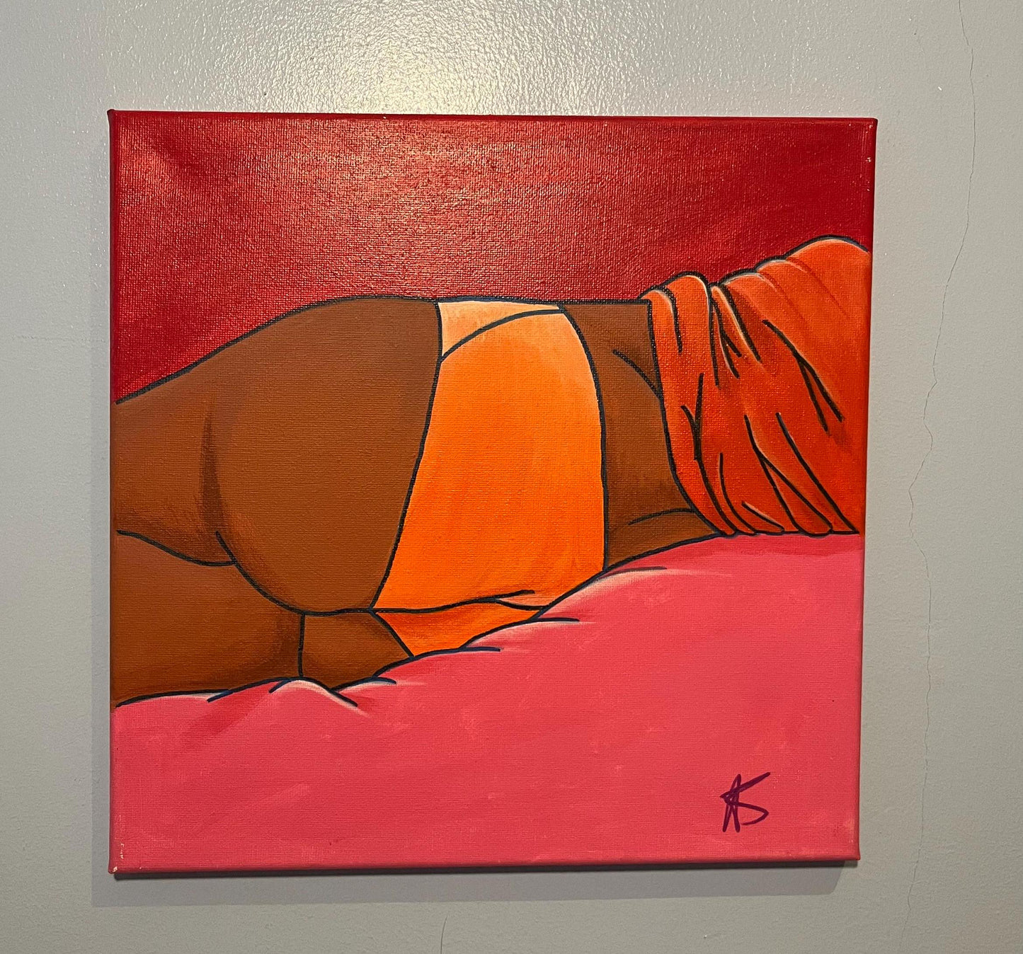 Peachy Bum - Original Acrylic on Canvas Painting - Female Body Positivity
