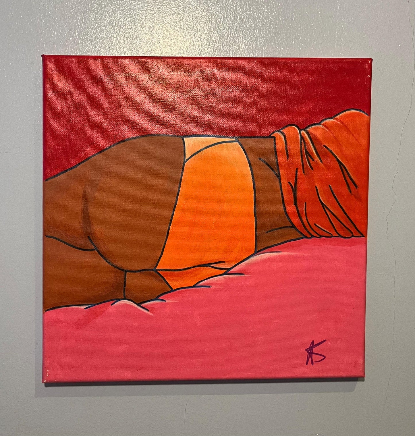 Peachy Bum - Original Acrylic on Canvas Painting - Female Body Positivity